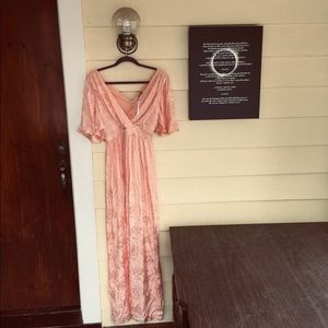 ASOS Soft Jacquard Maxi Dress with Flutter Sleeve